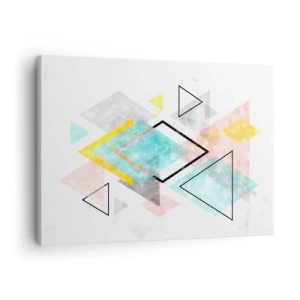 Obraz na plátne - Farebné geometrické vzory na bielom pozadí - 70x50cm - Geometrická hračka - Moderná nástenná dekorácia do obývacej izby a spálne ARTTOR