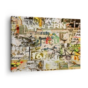 Obraz na plátne - Koláž z útržkov novín a plagátov v umeleckom štýle. - 70x50cm - Och, deje sa to... - Moderná nástenná dekorácia do obývacej izby a spálne ARTTOR