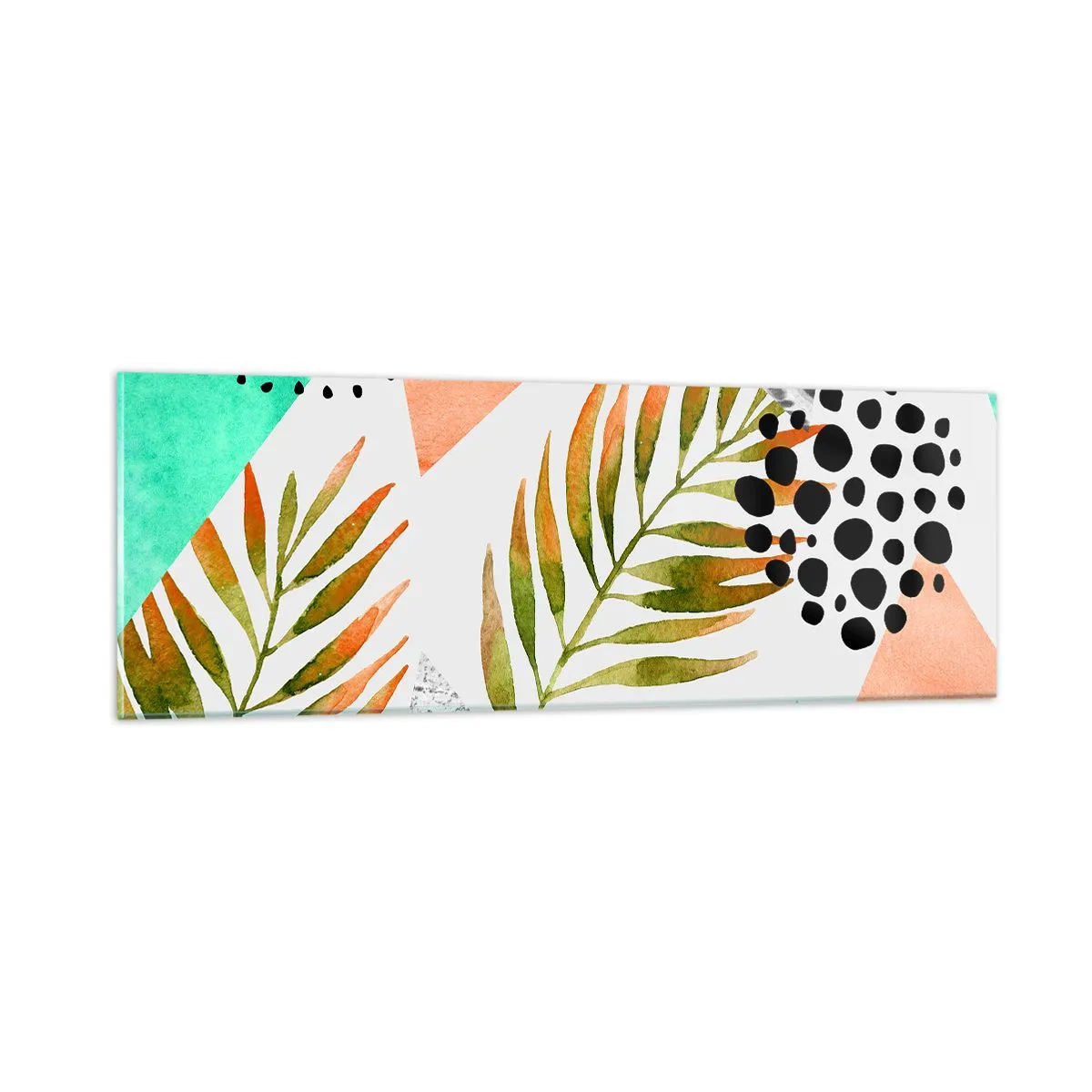 Obraz na skle - Dekorácia s palmovým listom - 90x30 cm