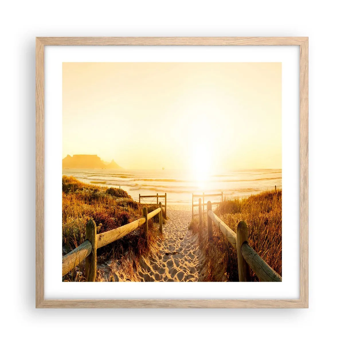 Plagát v ráme zo svetlého duba - Dunami smerom k slnku - 50x50 cm