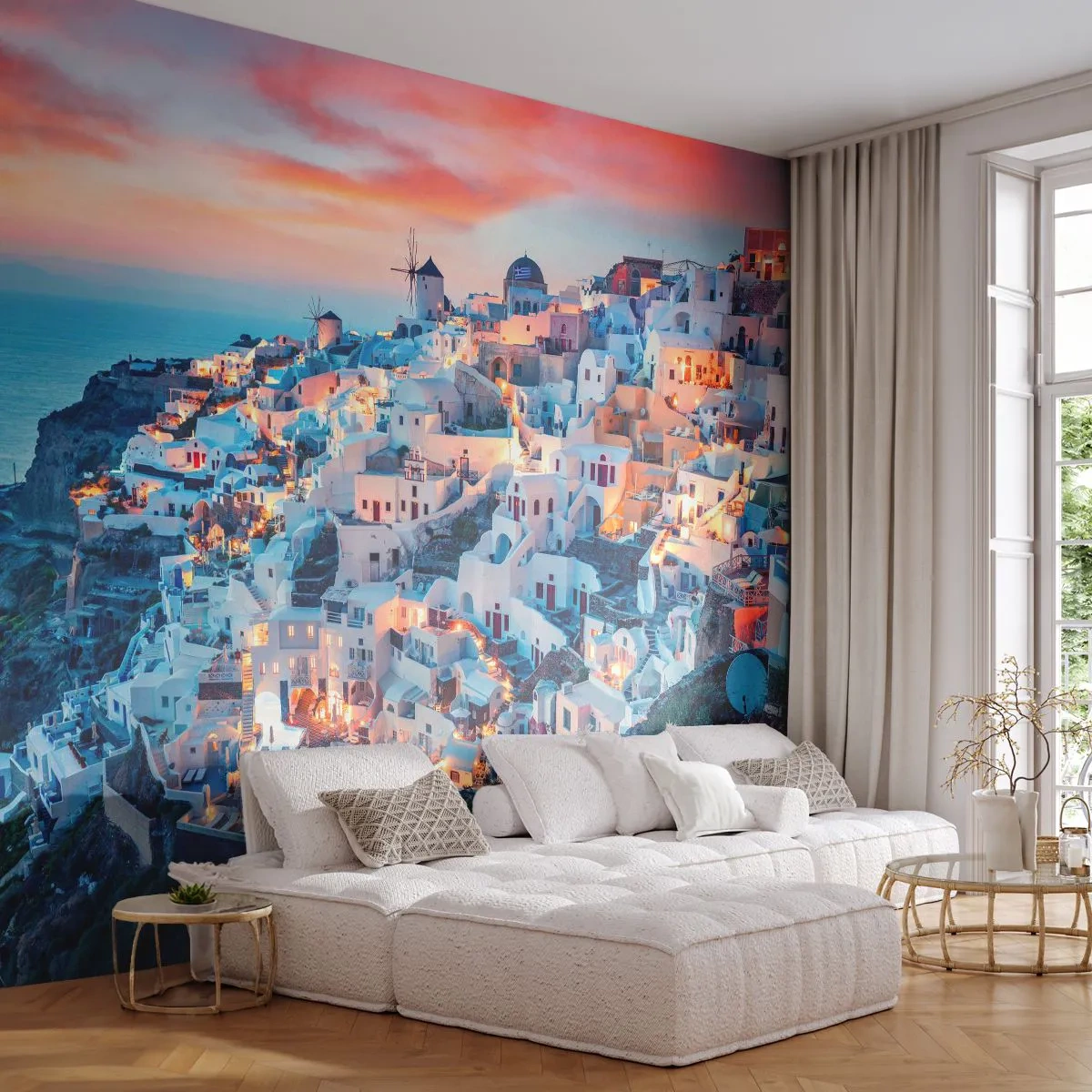 Fototapeta Premium Sand - Tvoja tučná grécka dovolenka - Krajina, Grécko, Santorini - 100x70 cm