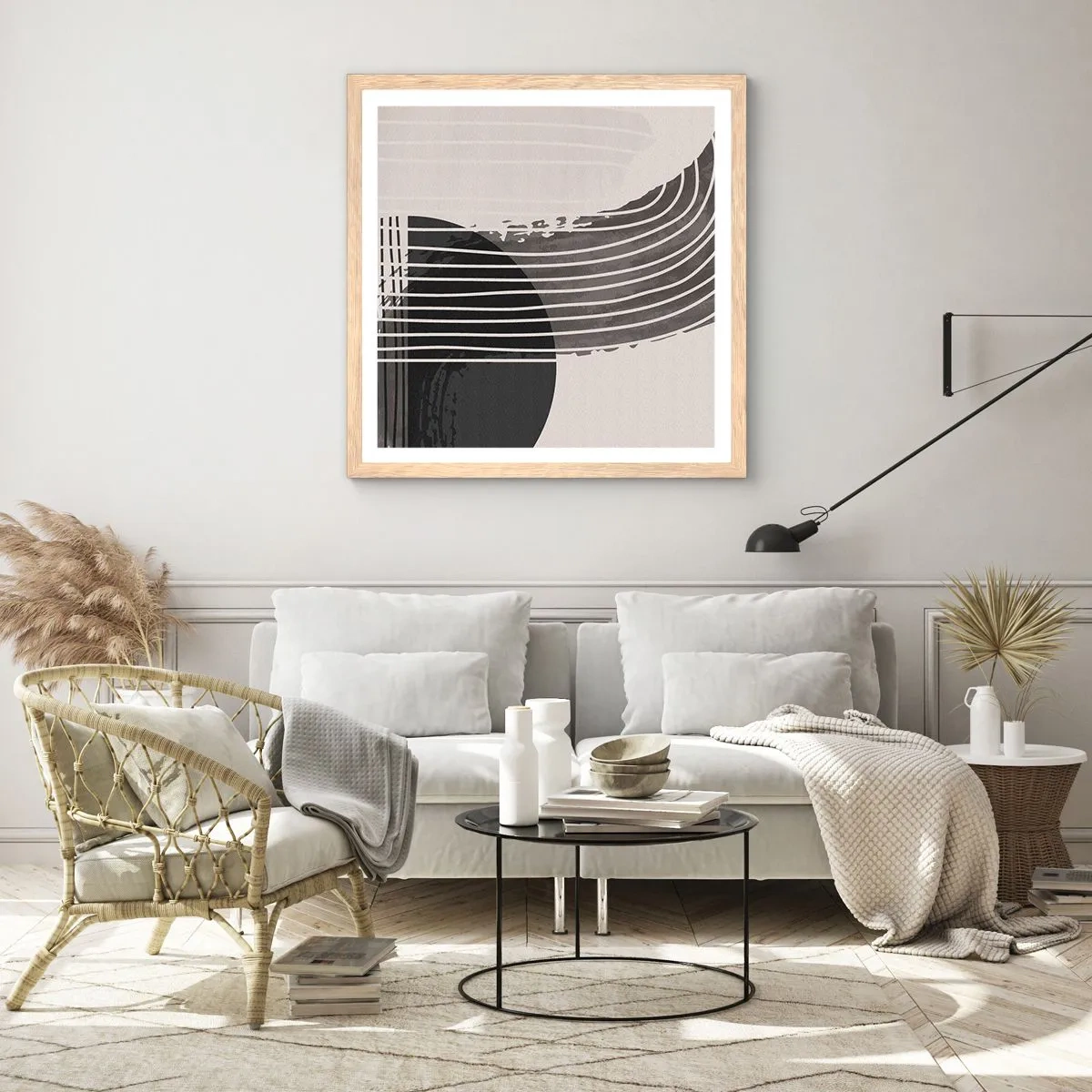 Plagát v ráme zo svetlého duba - Tam a späť - 60x60 cm