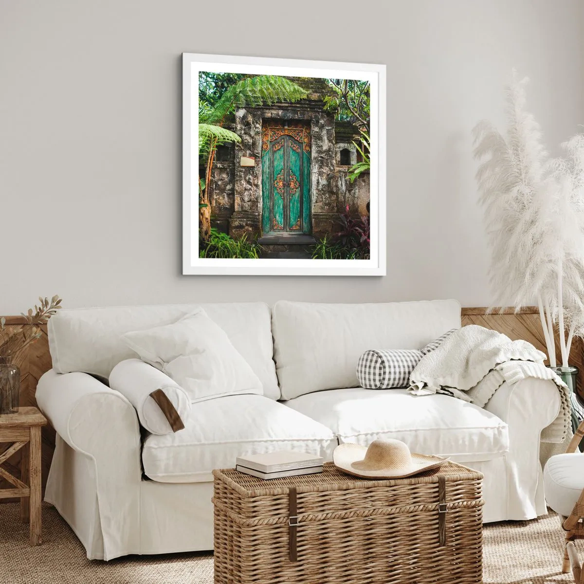 Plagát v bielom ráme - Dvere do exotického sveta - 30x30 cm