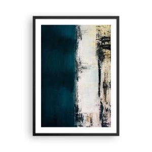Plagát v čiernom ráme - Abstraktná kompozícia v tmavomodrých a béžových tónoch - 50x70cm - Horizontálna kompozícia - Moderná nástenná dekorácia do obývacej izby a spálne ARTTOR