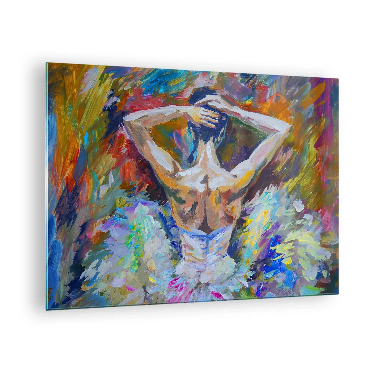 Obraz na skle - Baletka v expresívnom, farebnom a maliarskom štýle - 70x50cm - To môže byť všetko - Moderná nástenná dekorácia do obývacej izby a spálne ARTTOR