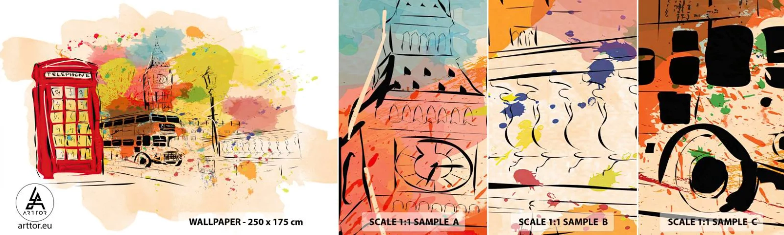 Vzorka Fototapeta Standard Eco - Mesto rôznorodostí - Mesto, Londýn, Abstrakcia - 100x30 cm