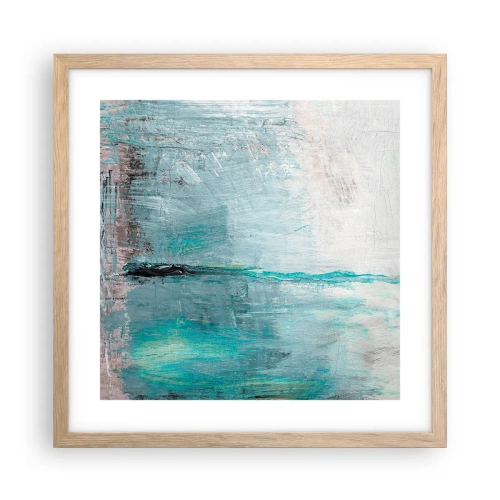 Plagát v ráme zo svetlého duba - Horizontálne v modrej - 40x40 cm