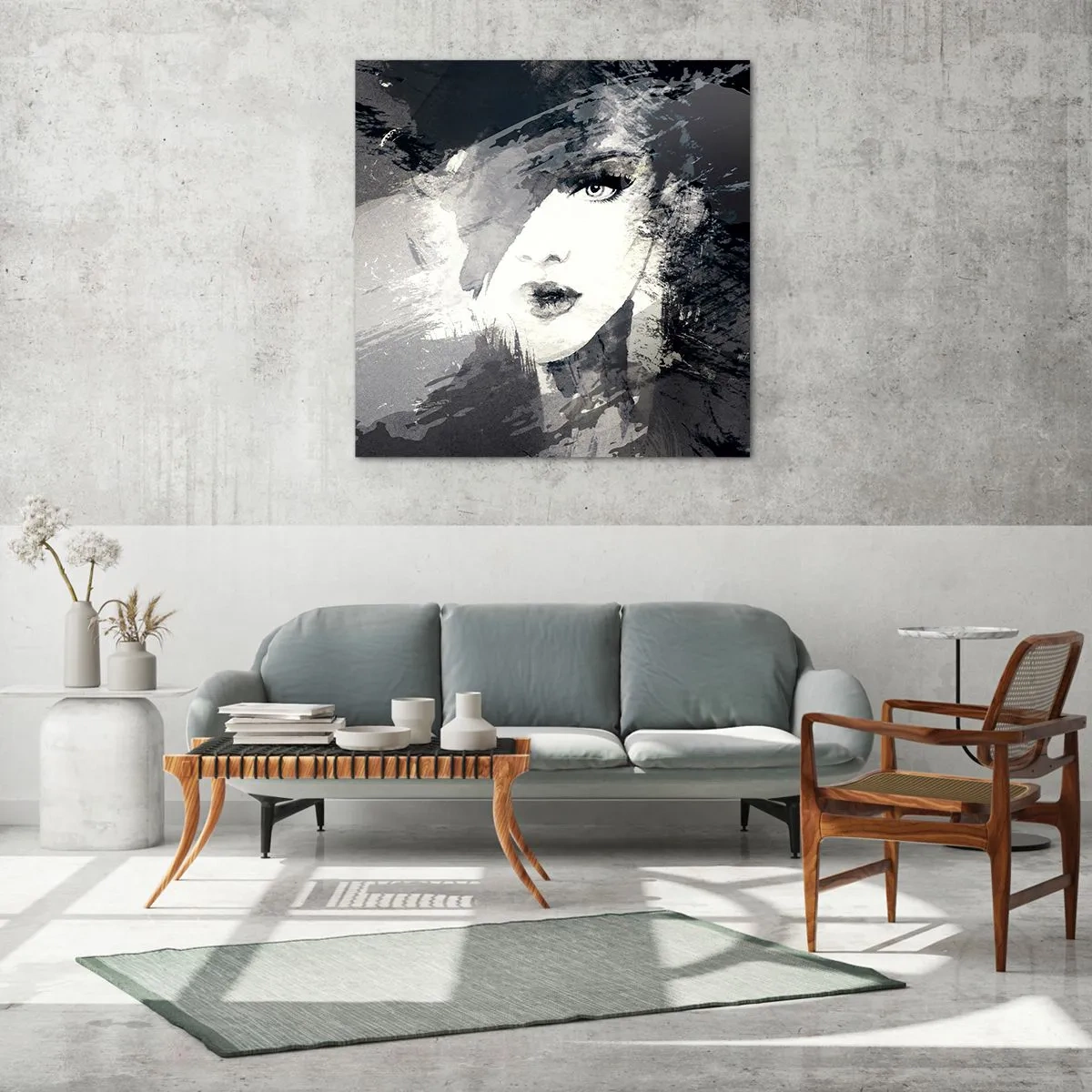 Obraz na skle - Za šedým závojom - 40x40 cm