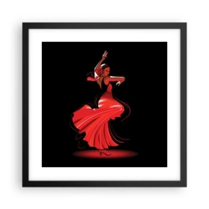 Plagát v čiernom ráme - Horúca duša flamenco - 40x40 cm