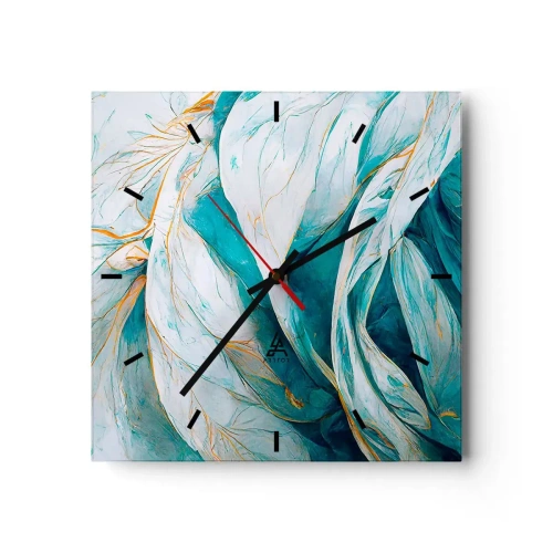 Nástenné hodiny - Modrá abstrakcia so zlatým motívom - 30x30 cm