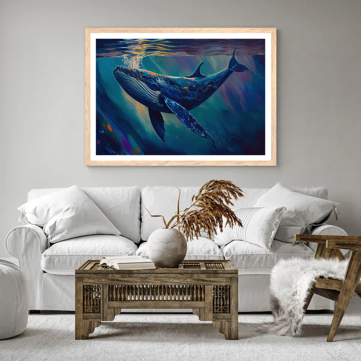Plagát v ráme zo svetlého duba - Vitaj v mojom svete - 70x50 cm