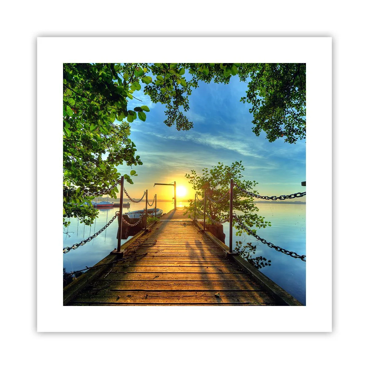 Plagát - Západ pri vode - 40x40 cm