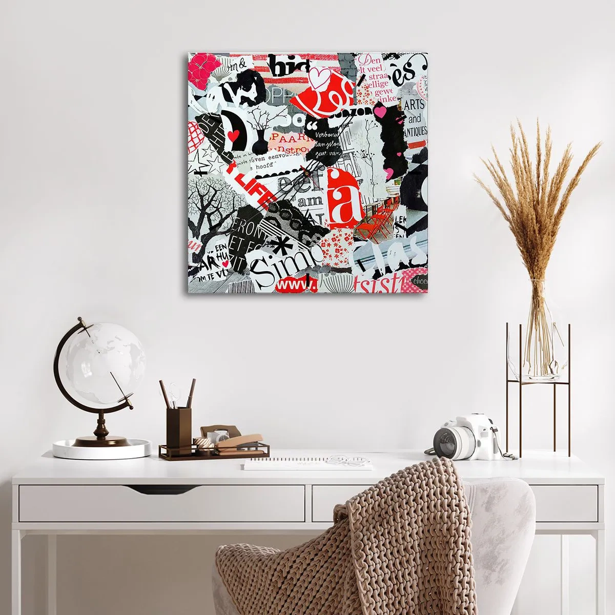 Nástenné hodiny - Hipsterská koláž - 40x40 cm