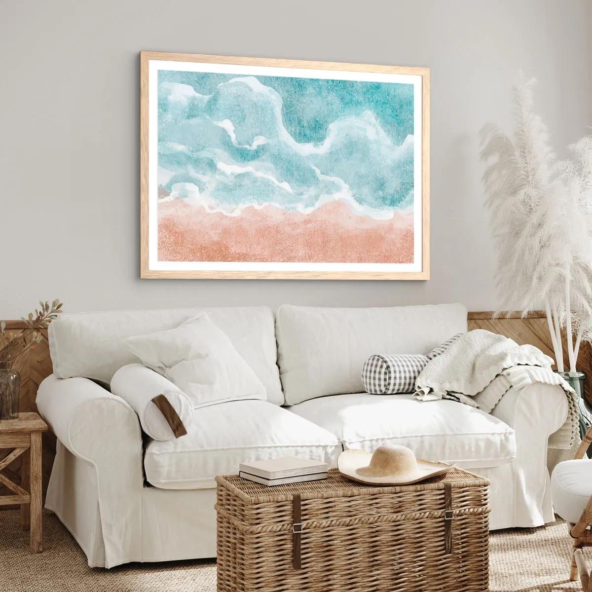Plagát v ráme zo svetlého duba - Abstrakcia mrakov - 91x61 cm