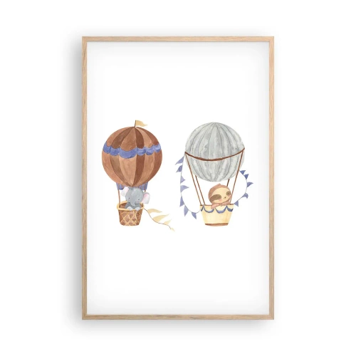 Plagát v ráme zo svetlého duba - Priatelia na cestách - 61x91 cm