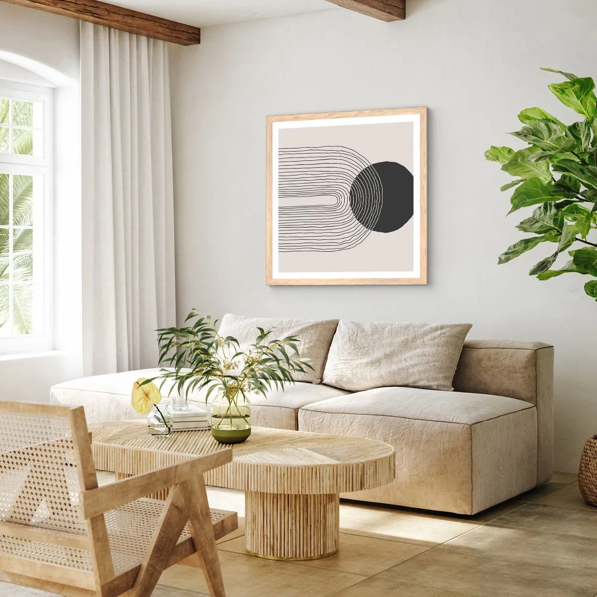 Plagát v ráme zo svetlého duba - Chvenie a istota - 60x60 cm