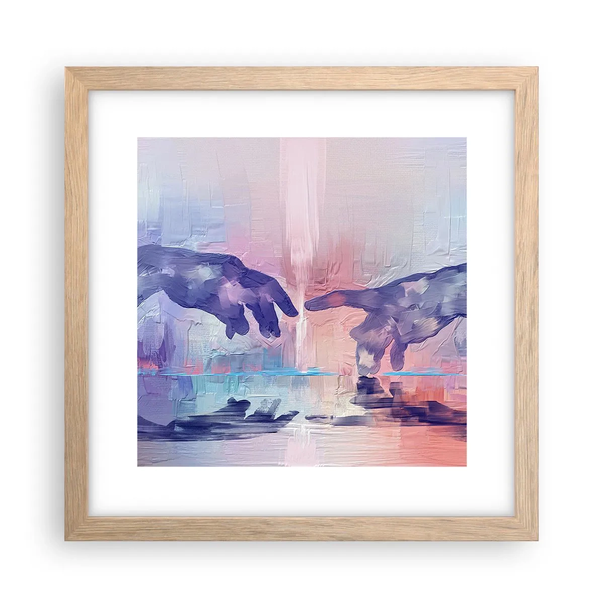 Plagát v ráme zo svetlého duba - Božská iskra života - 30x30 cm