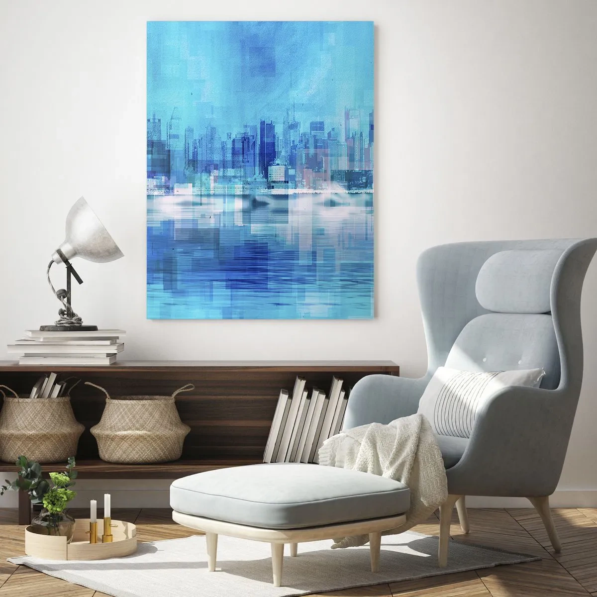 Obraz na skle - Utopené v modrej - 50x70 cm
