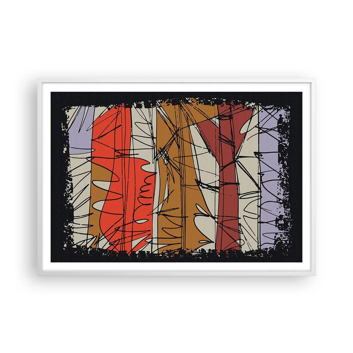 Plagát v bielom ráme - Spontánna kompozícia - 100x70 cm