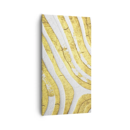 Obraz na plátne - Kompozícia v bielej a zlatej - 55x100 cm