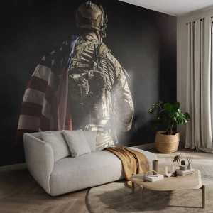 Fototapeta Standard Eco - Práve preto - Vojak, Americká vlajka, Komando - 500x350 cm