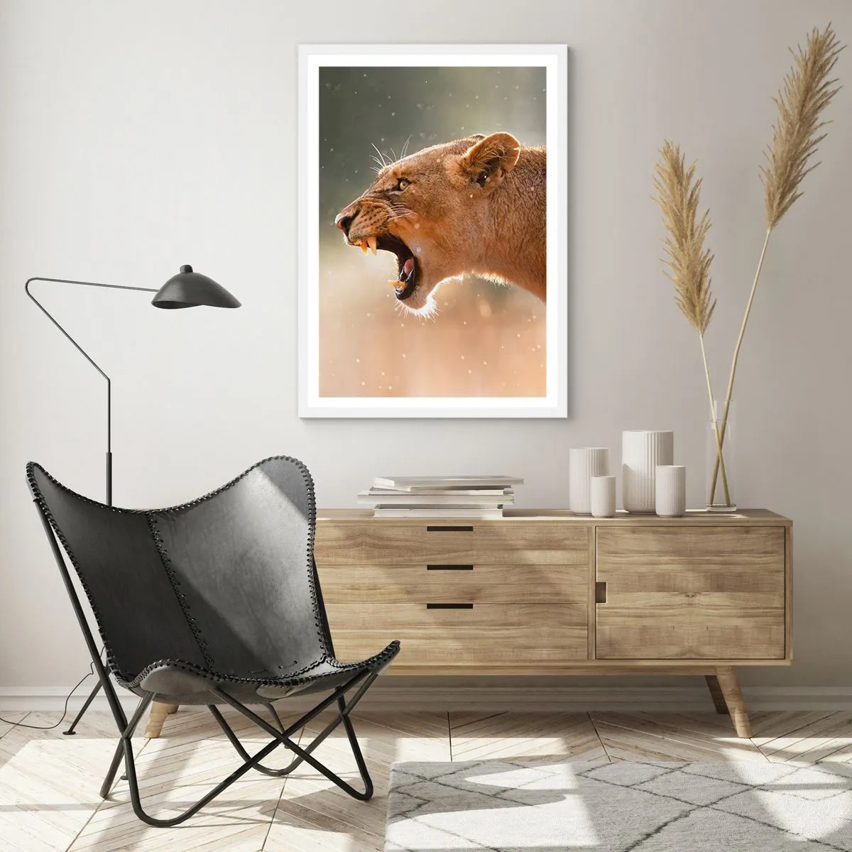 Plagát v bielom ráme - Snaž sa nepočúvať - 61x91 cm