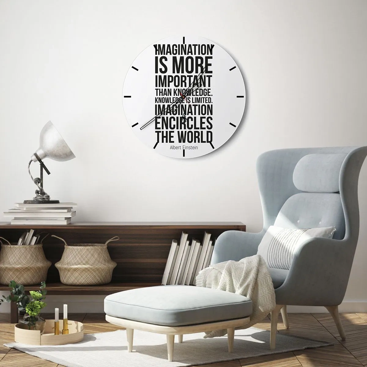 Nástenné hodiny - Einstein o sile predstavivosti - 30x30 cm