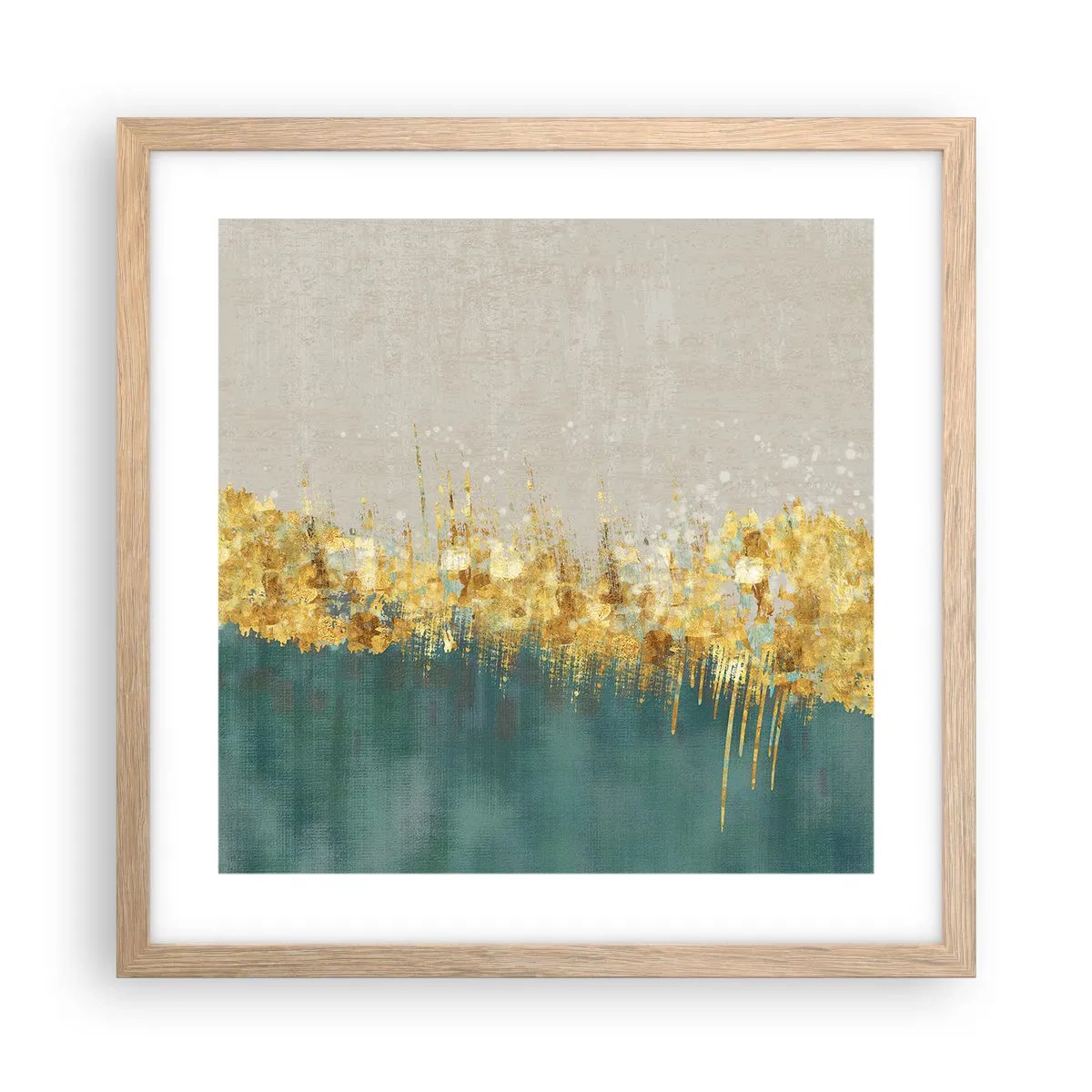 Plagát v ráme zo svetlého duba - Zlatá hranica - 40x40 cm