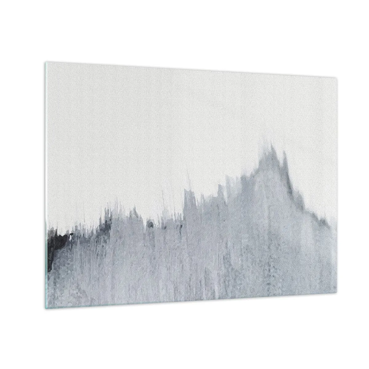 Obraz na skle - Abstraktná kompozícia v odtieňoch sivej pripomínajúca platňu na bielom pozadí. - 70x50cm - Tajomný záznam - Moderná nástenná dekorácia do obývacej izby a spálne ARTTOR
