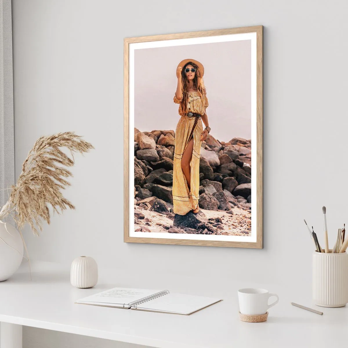Plagát v ráme zo svetlého duba - Kúzlo kameňov - 50x70 cm