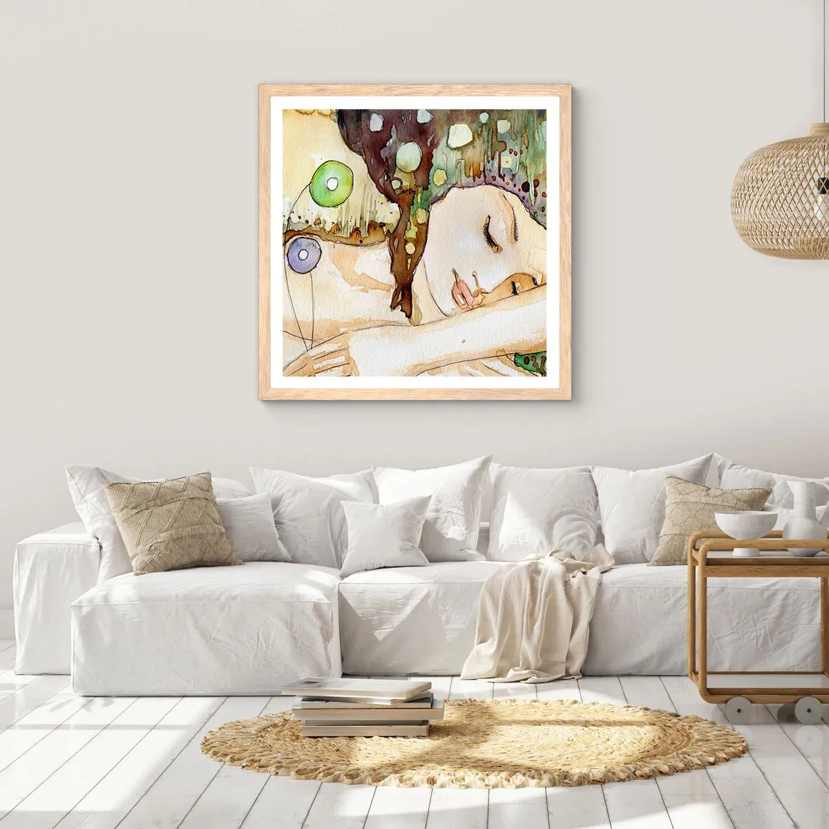 Plagát v ráme zo svetlého duba - Smaragdovo-fialový sen - 40x40 cm