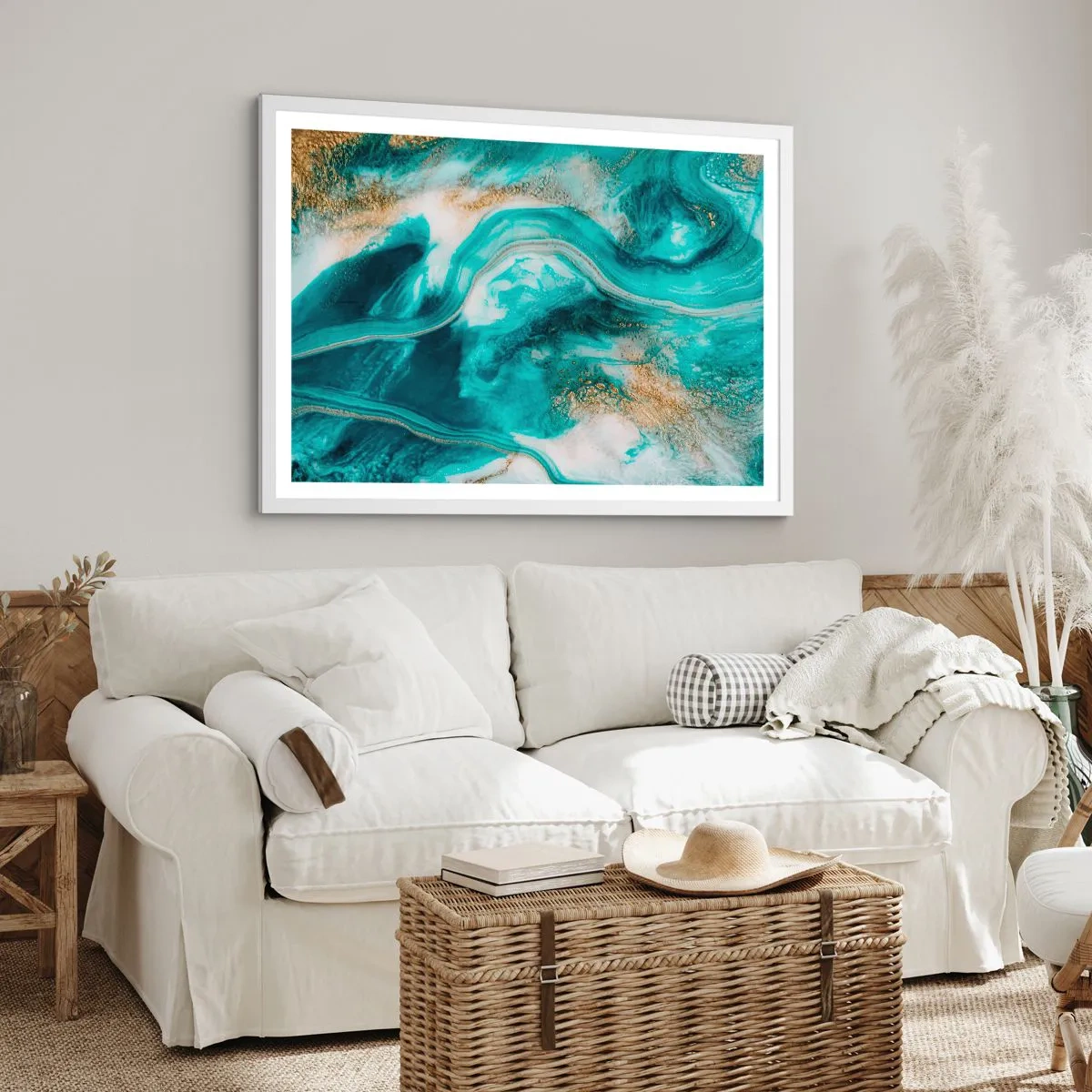 Plagát v bielom ráme - Rieka zlata - 91x61 cm