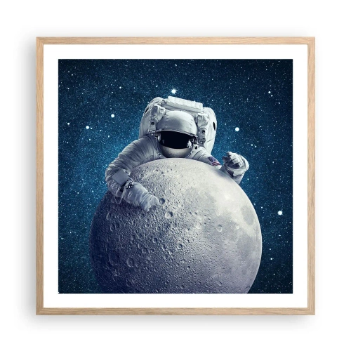 Plagát v ráme zo svetlého duba - Vesmírny vtipkár - 60x60 cm