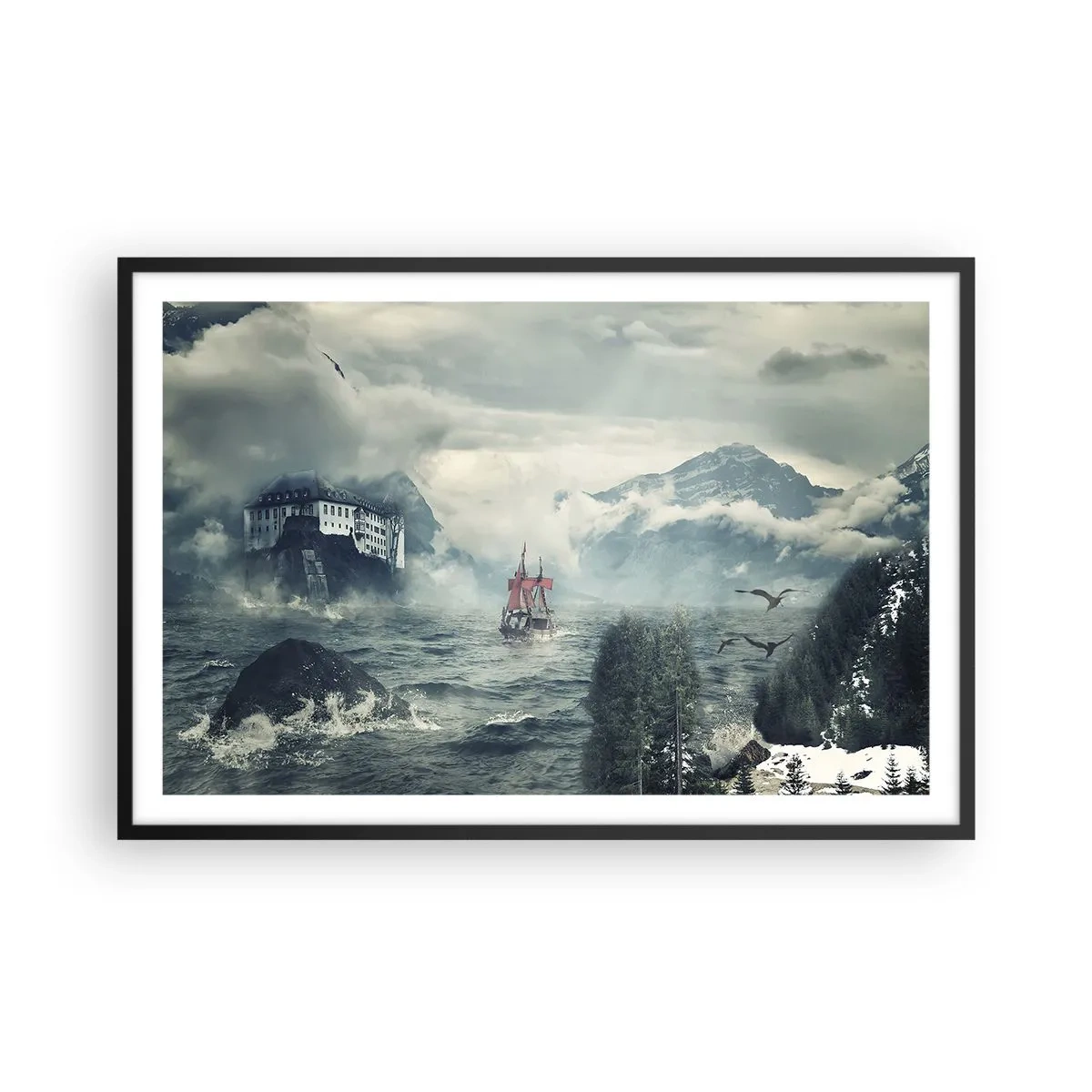 Plagát v čiernom ráme - V kúzelných vodách - 91x61 cm