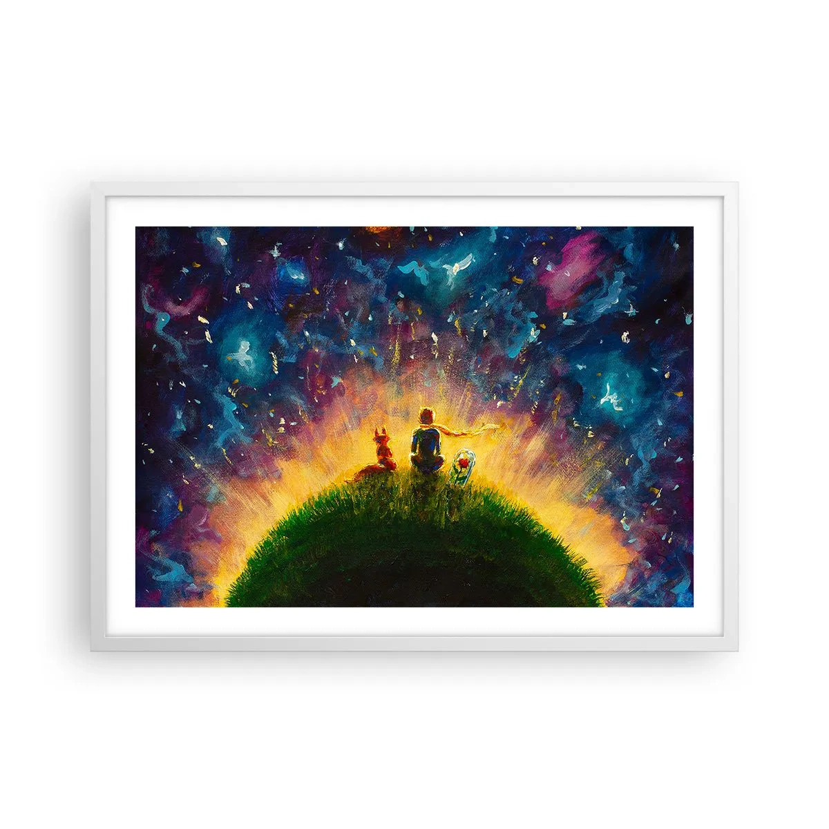 Plagát v bielom ráme - Láska a priateľstvo - celý svet - 70x50 cm