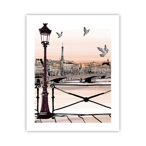 Plagát - Nad strechami Paríža - 40x50 cm