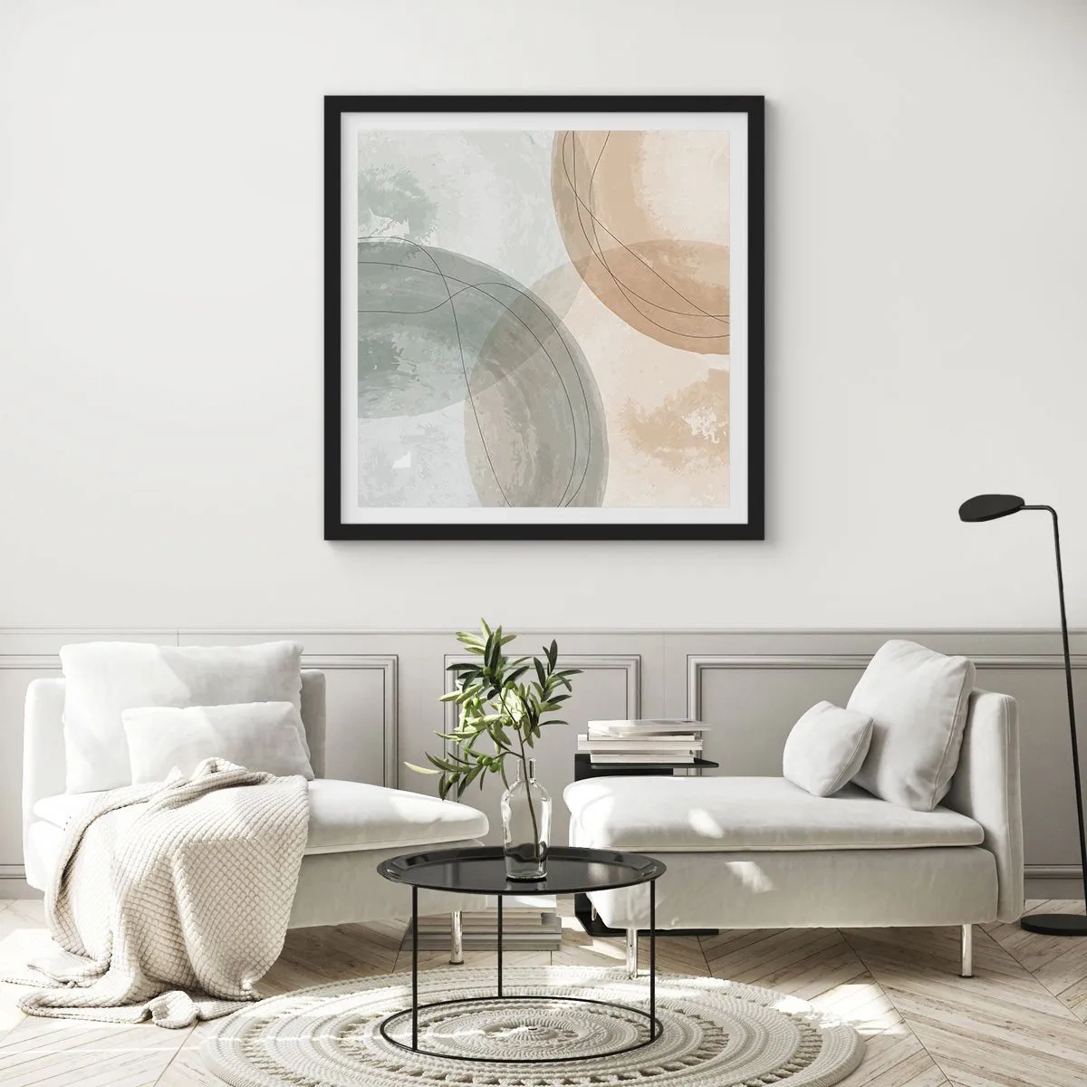 Plagát v čiernom ráme - Prenikanie svetov - 40x40 cm