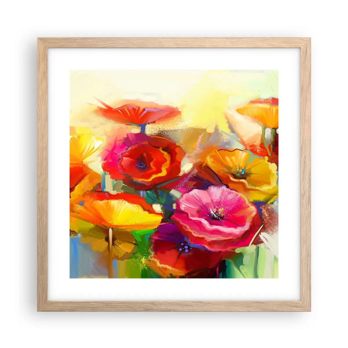 Plagát v ráme zo svetlého duba - Nielen červené - 40x40 cm