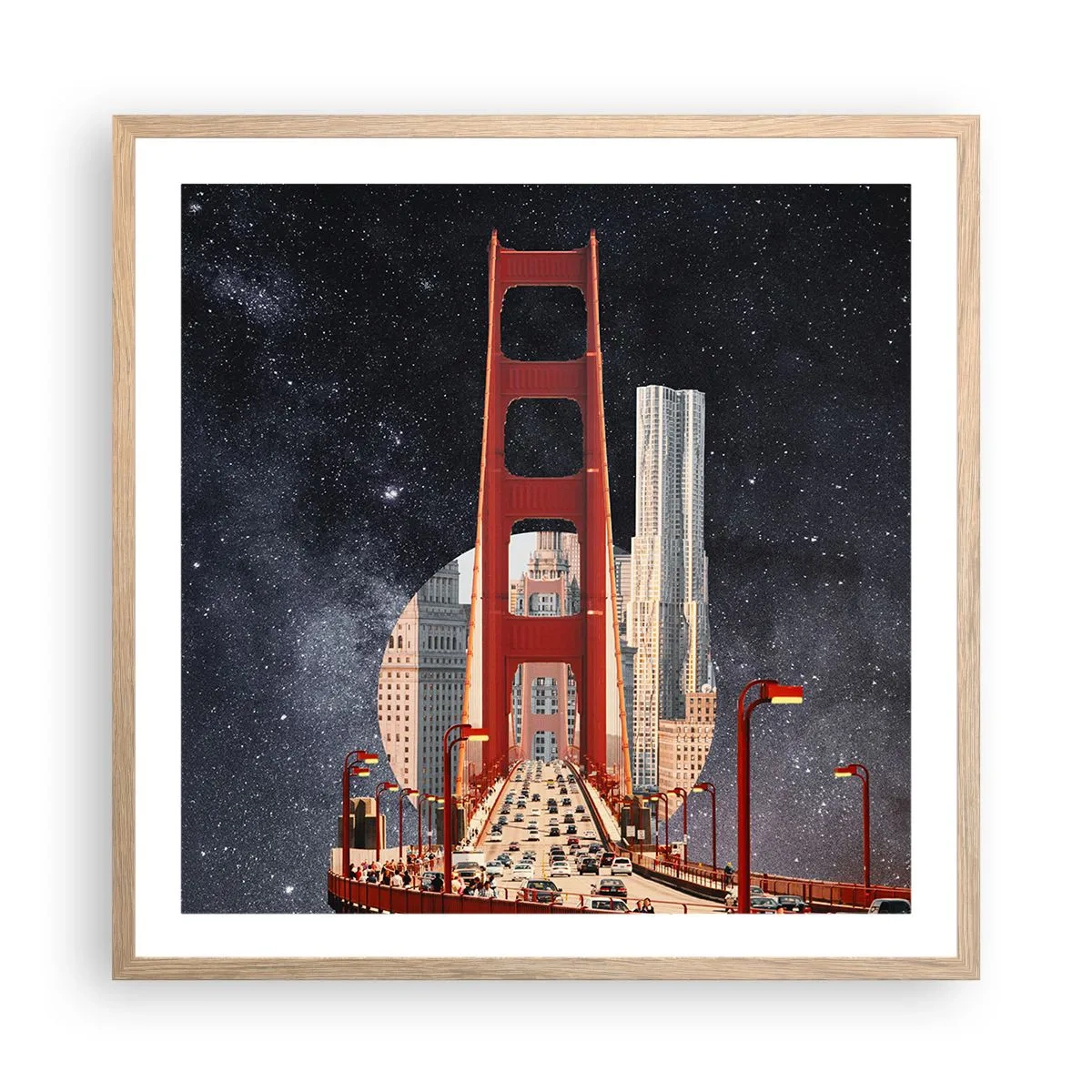 Plagát v ráme zo svetlého duba - Vždy v centre - 60x60 cm