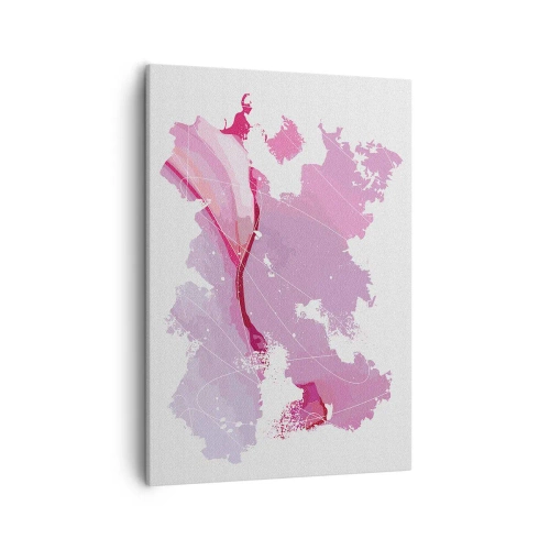 Obraz na plátne - Mapa ružového sveta - 50x70 cm