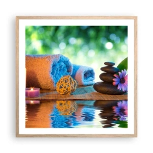 Plagát v ráme zo svetlého duba - Čas pre telo - 60x60 cm