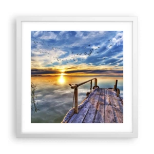 Plagát v bielom ráme - Vietor ide odpočívať - 40x40 cm