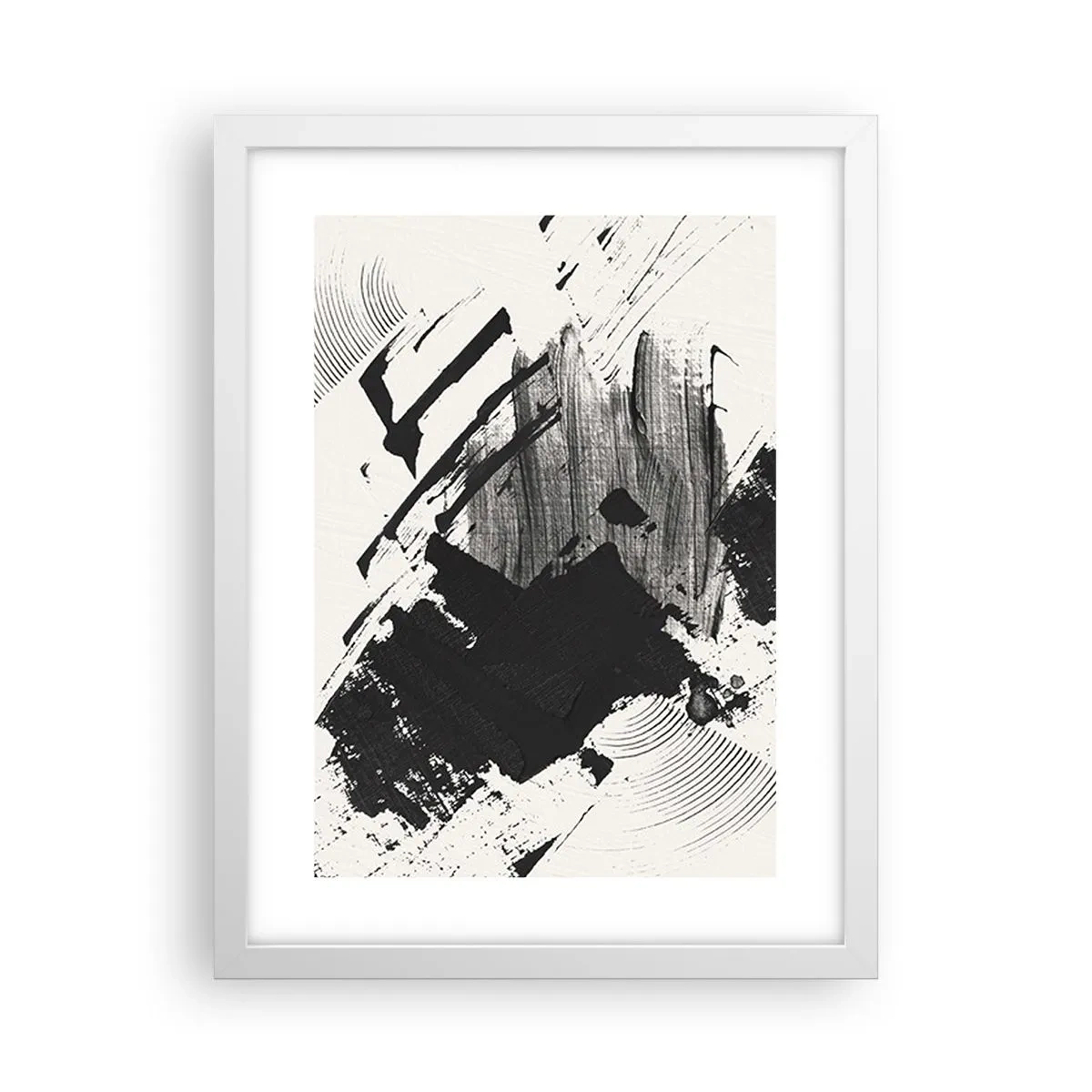 Plagát v bielom ráme - Abstrakcia – expresia čiernej - 30x40 cm
