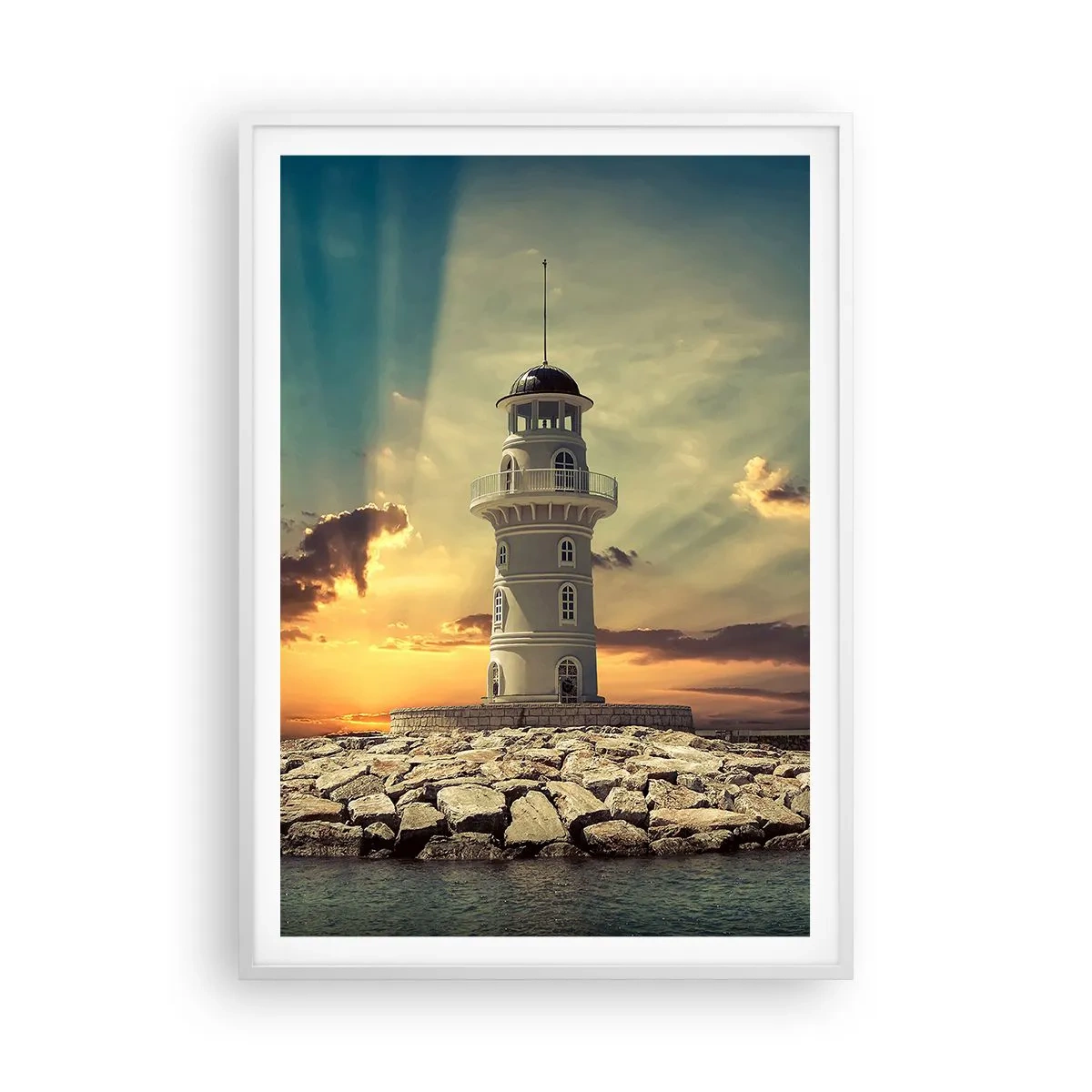 Plagát v bielom ráme - Svetlo - Dobro - Krása - 70x100 cm