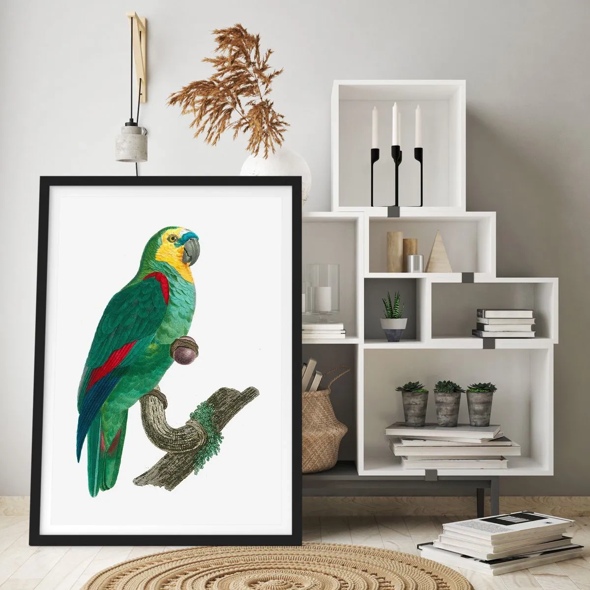 Plagát v čiernom ráme - Portrét papagája - 50x70cm - Portrét papagája - Moderná nástenná dekorácia do obývacej izby a spálne ARTTOR