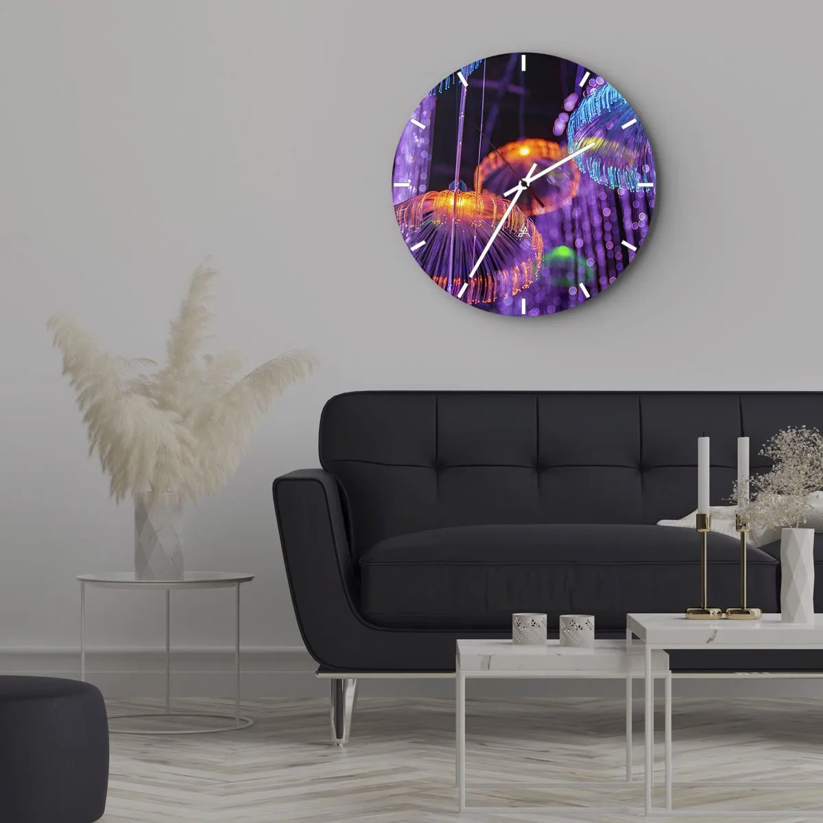 Nástenné hodiny - Svetelná fontána - 30x30 cm