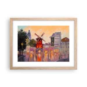 Plagát v ráme zo svetlého duba - Parížske ikony – Moulin Rouge - 40x30 cm