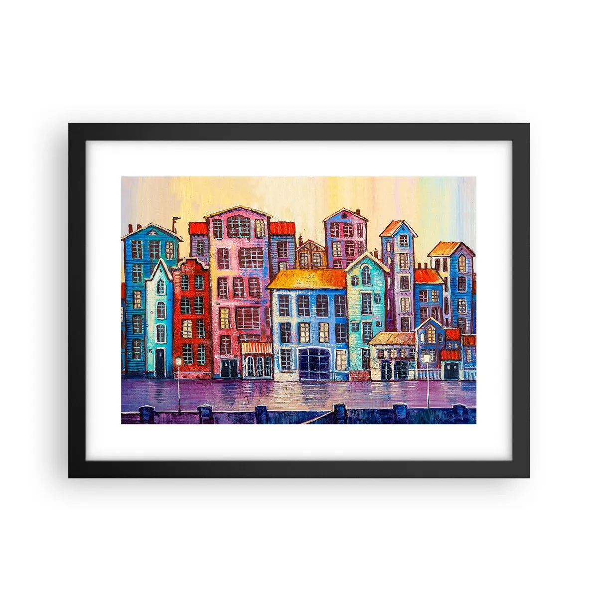 Plagát v čiernom ráme - Mesto ako z rozprávky - 40x30 cm