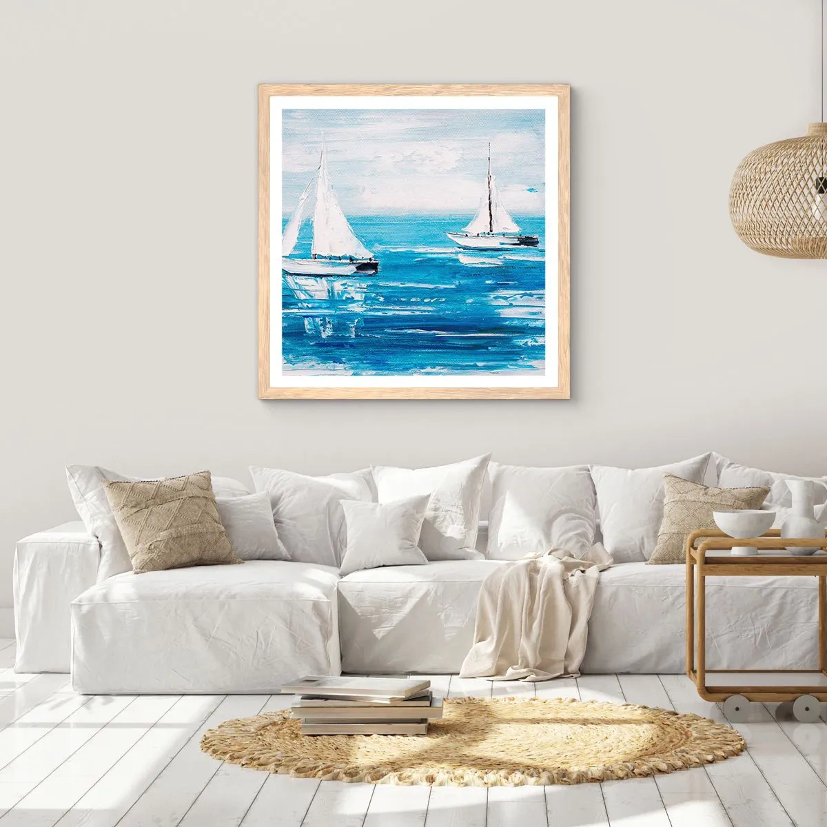 Plagát v ráme zo svetlého duba - S priateľom po boku - 40x40 cm