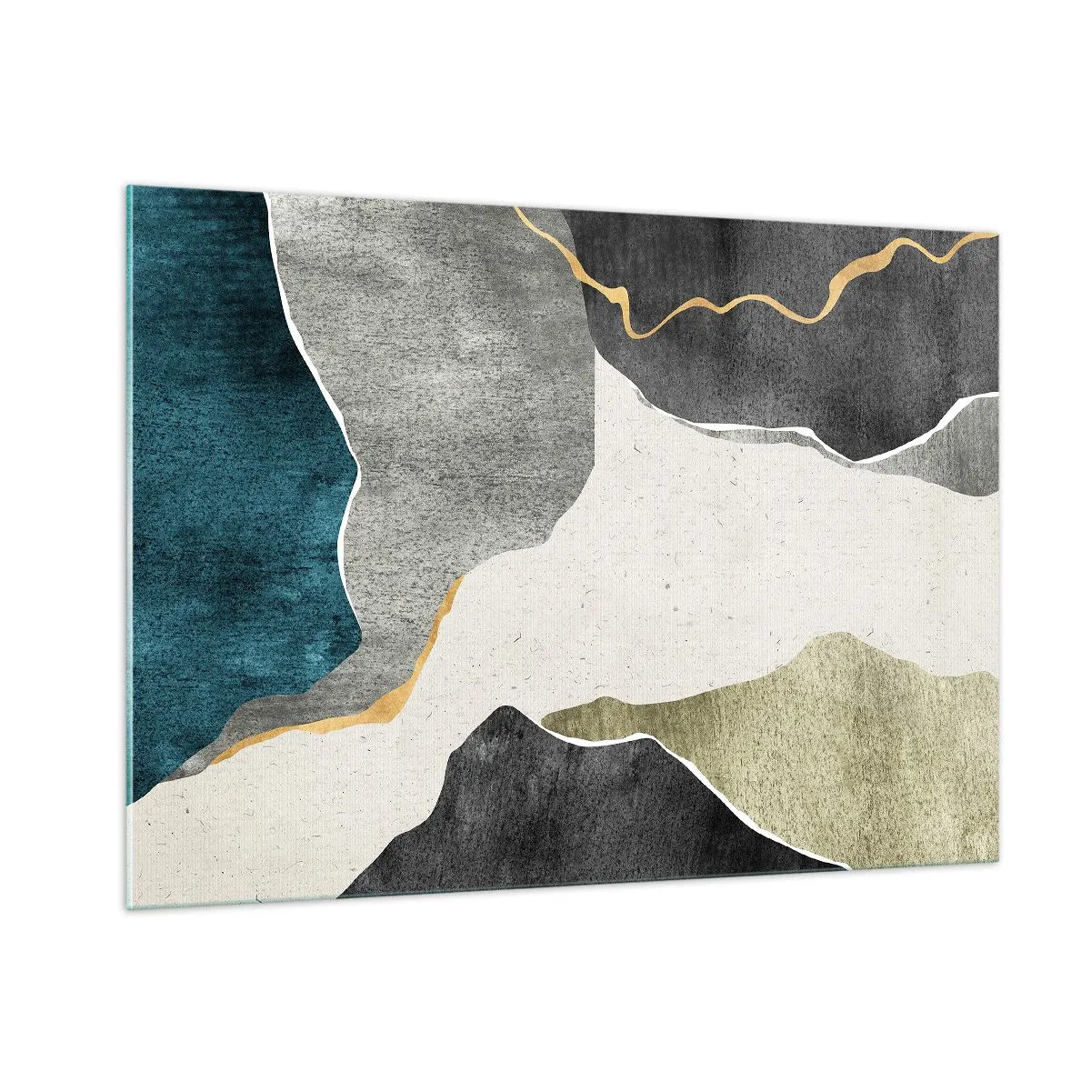 Obraz na skle - Mozaiková kompozícia so zlatou niťou - 100x70 cm